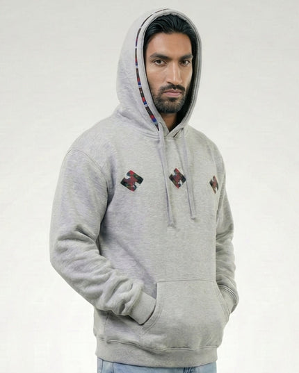 Handmade Folk Embroidered Grey Hoodie Sale