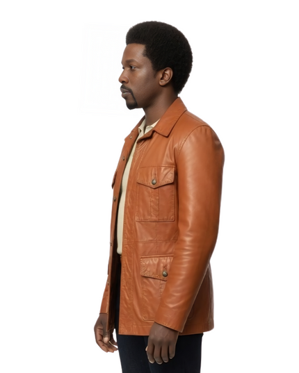 Harold McBrayer The Many Saints of Newark Brown Leather Jacket Live