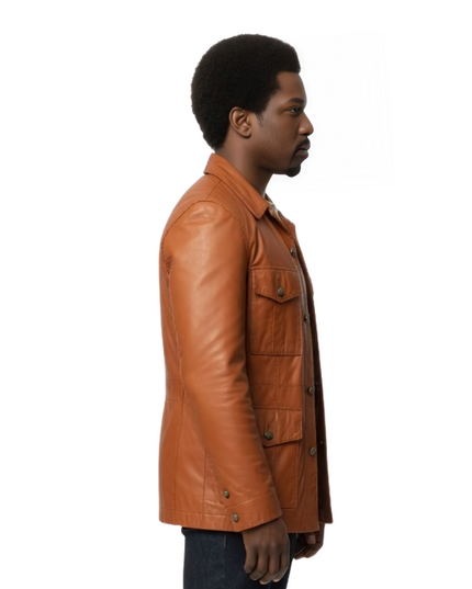 Harold McBrayer The Many Saints of Newark Brown Leather Jacket Live Now