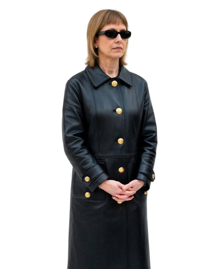 Jella Haase Kleo Black Leather Trench Coat