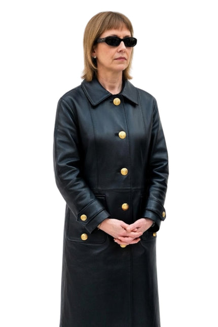 Jella Haase Kleo Black Leather Trench Coat