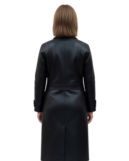 Jella Haase Kleo S02 Black Leather Trench Coat
