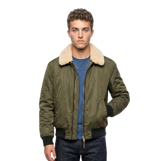 Person wearing Green Bomber jacket 