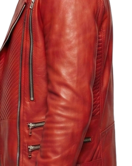 Justin Bieber Celebrity Red Leather Jacket for Men