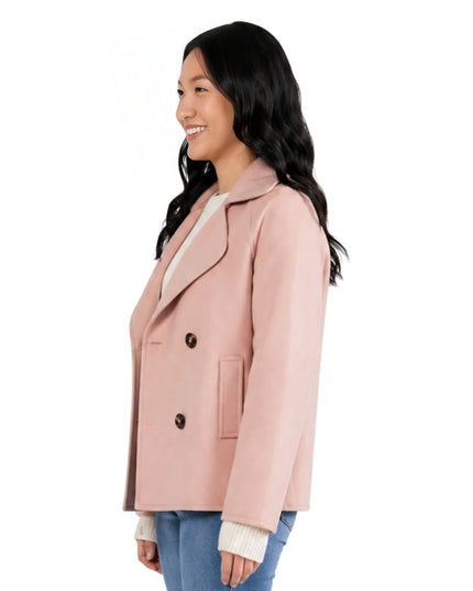 Woman wearing a pea coat 