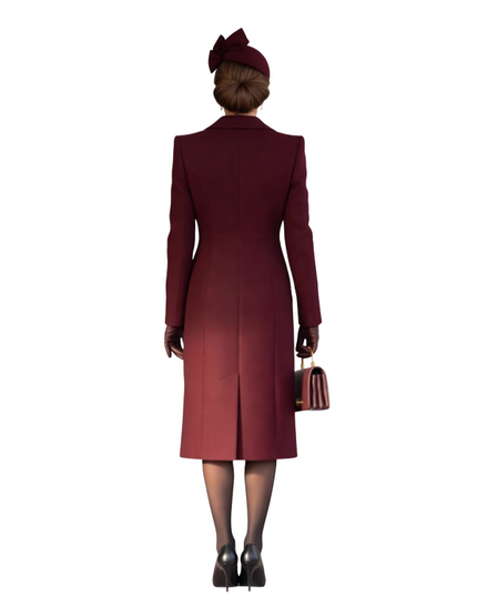  Kate Middleton Burgundy Long Wool Coat Sale Live