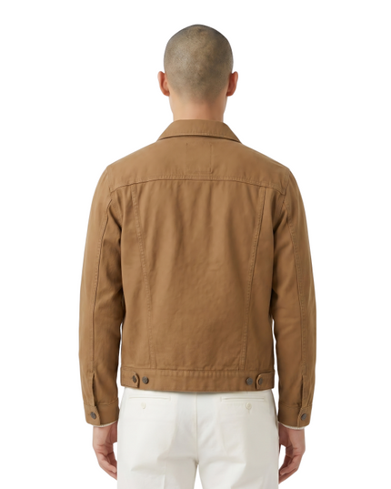 Khaki Cotton Button-Up Jacket Sale Live