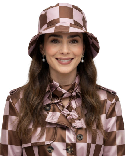 Lily Collins Emily in Paris Tv Series Emily Cooper Maroon and White Satin Coat
