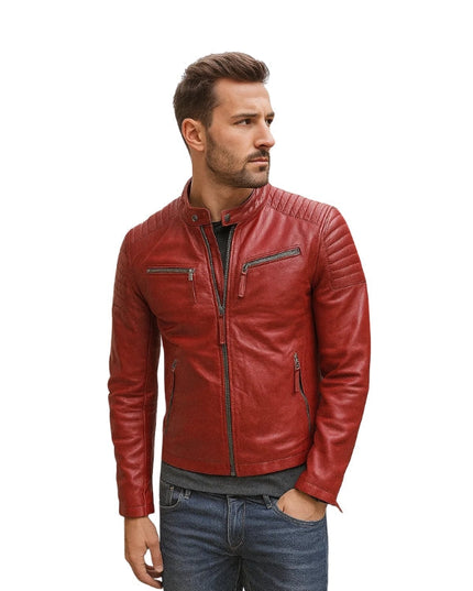 Lupo Biker Red Leather Jacket