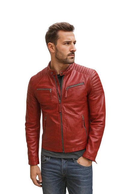 Lupo Biker Red Leather Jacket
