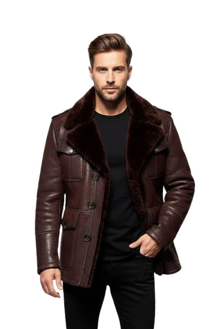 Men's Aviator B3 Flying Pilot American Maroon Leather Jacket