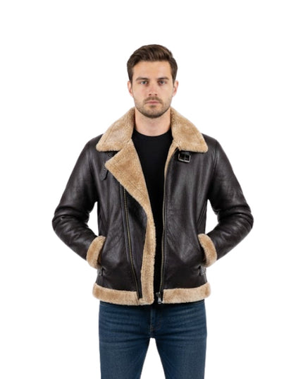 Men's Aviator B3 Raf Shearling Black Leather Jacket