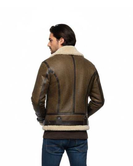 Men's B3 Bomber Raf Aviator Waxed Brown Genuine Leather Jacket