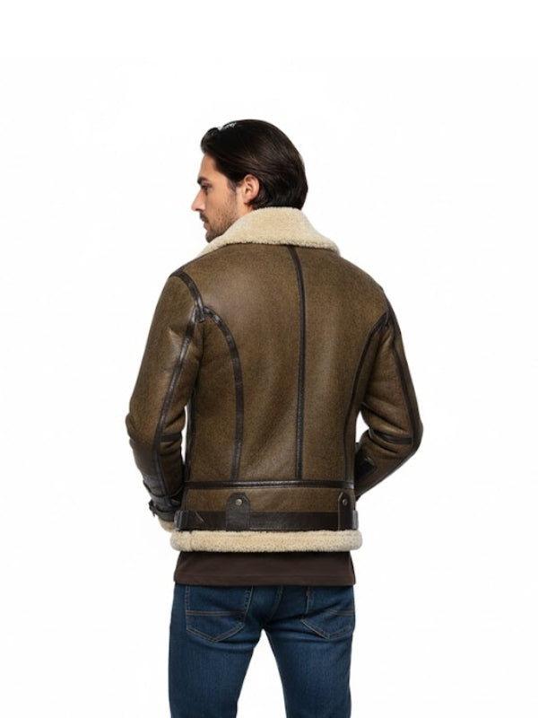 Men's B3 Bomber Raf Aviator Waxed Brown Genuine Leather Jacket