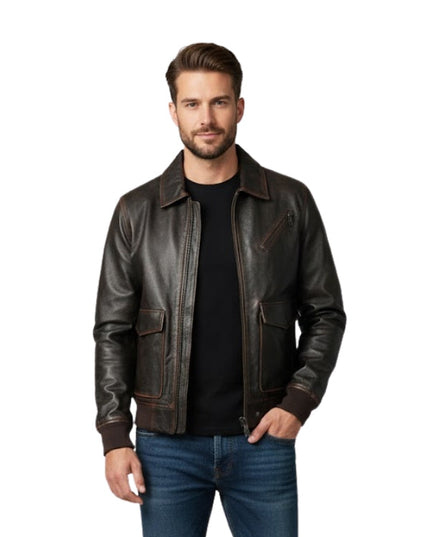 Men's B3 Raf Aviator Flying Pilot Vintage Black Bomber Jacket