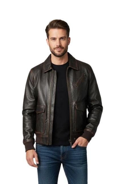 Men's B3 Raf Aviator Flying Pilot Vintage Black Bomber Jacket