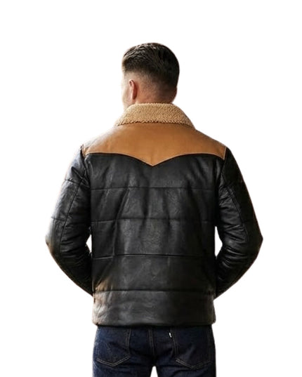 Men’s Black Bomber Shearling Leather Jacket