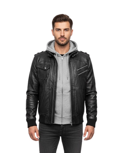 Men's Bomber With Removable Hood Jacket