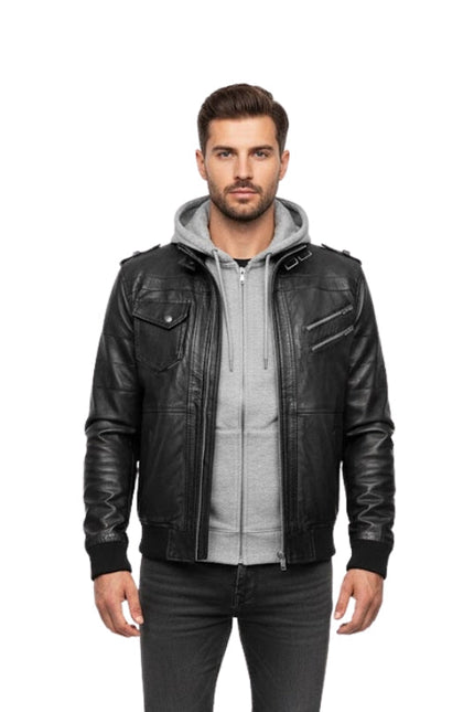 Men's Bomber With Removable Hood Jacket