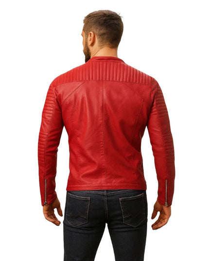 Men's Bravura Red Leather Biker Jacket