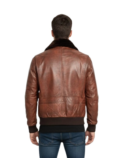 Men's Brown Military Raf Aviator Pilot G1 Distressed Cowhide Vintage Bomber Jacket