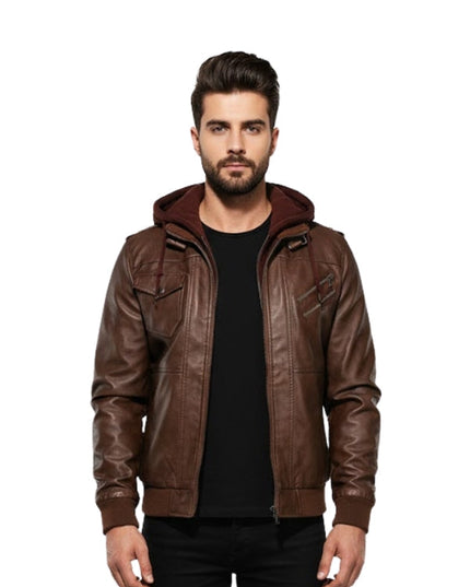 Men's Brown Winter Warm Biker Jacket