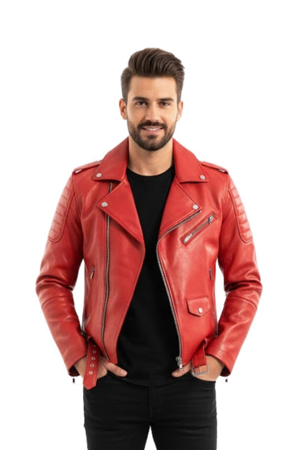 Men's Café Red Biker Jacket