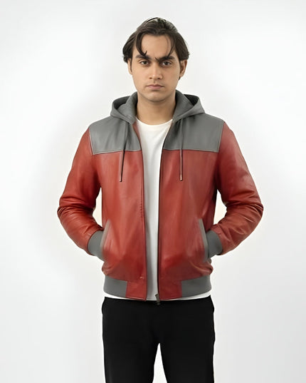 Men's Handcrafted Hoodie Style Bomber Jacket