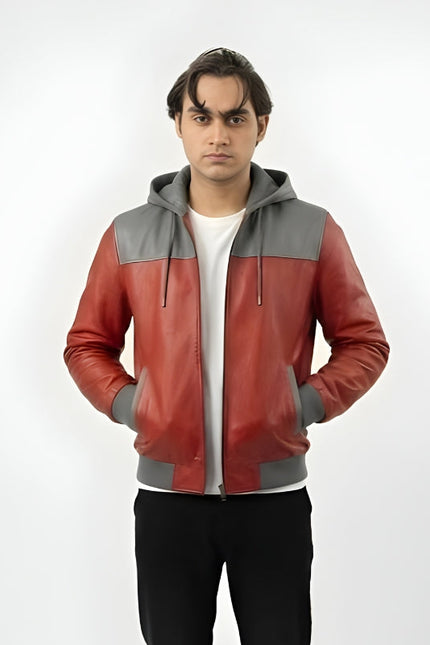 Men's Handcrafted Hoodie Style Bomber Jacket