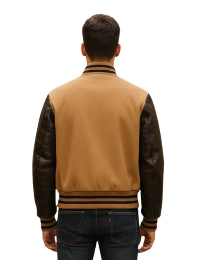 Men’s handmade Golden Bear varsity bomber jacket with slim fit