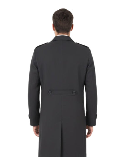 Men's Handmade Vintage Black Oversized Full-Length Wool Overcoat