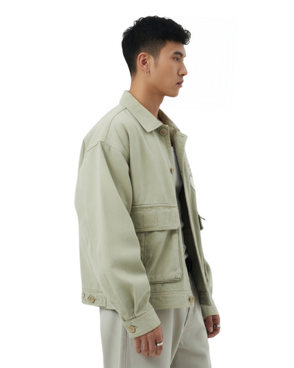 Men's Light Olive Cotton Jacket side 2