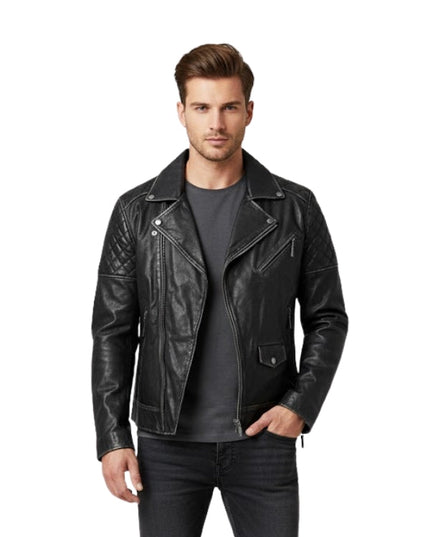 Men's Motorcycle Distressed Leather Jacket