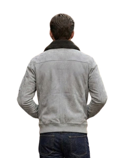 Men’s Mud White Bomber Suede Jacket