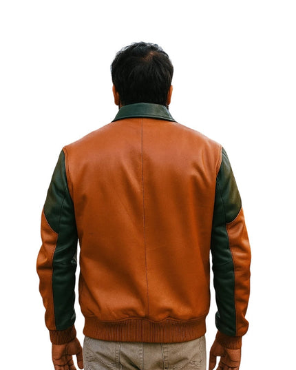 Men’s Multicolor Leather Bomber Jacket