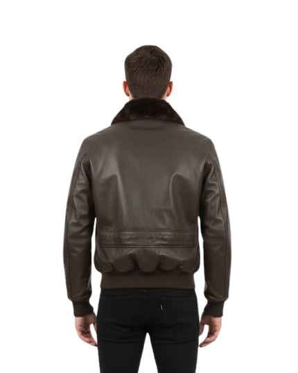 Men's Premium Air Force A-2 Aviator Sheepskin Brown Leather Jacket