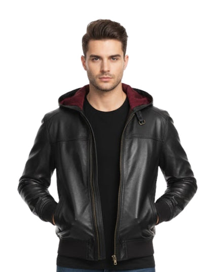 Men's Real Lambskin Black Bomber Biker Leather Jacket