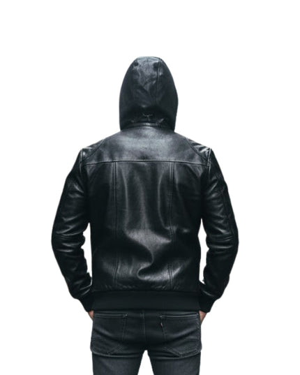 Men's Real Lambskin Slim Fit Black Moto Bomber Biker Leather Jacket