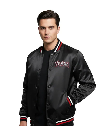 Men’s Venom black varsity jacket with satin finish
