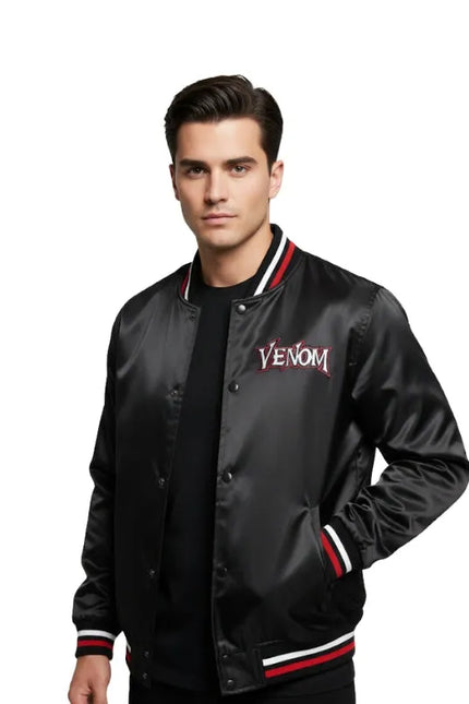Men’s Venom black varsity jacket with satin finish