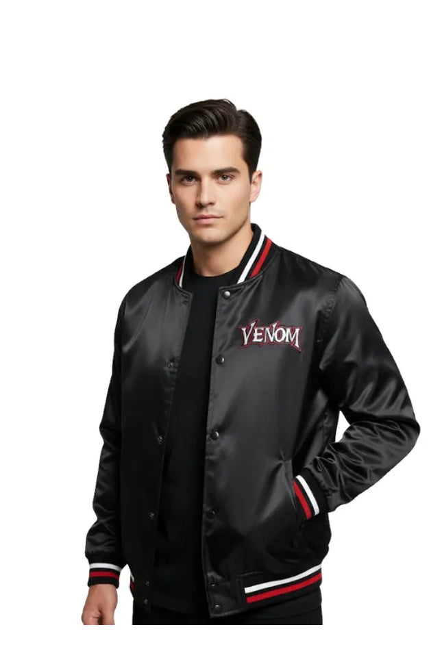 Men’s Venom black varsity jacket with satin finish