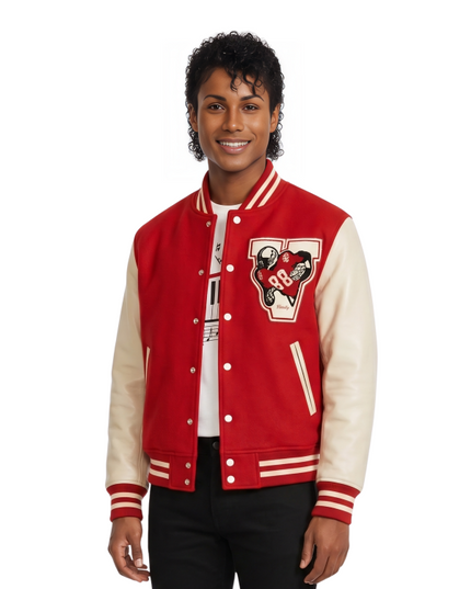Michael 2026 Jaafar Jackson Red Varsity Jacket