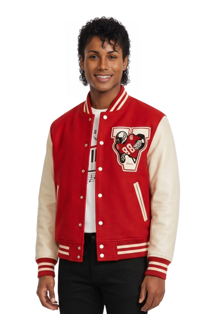 Michael 2026 Jaafar Jackson Red Varsity Jacket