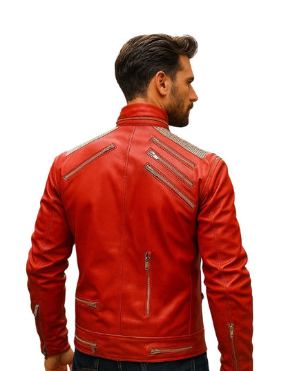 Michael Jackson Beat It jacket – Red PU Leather Costume back