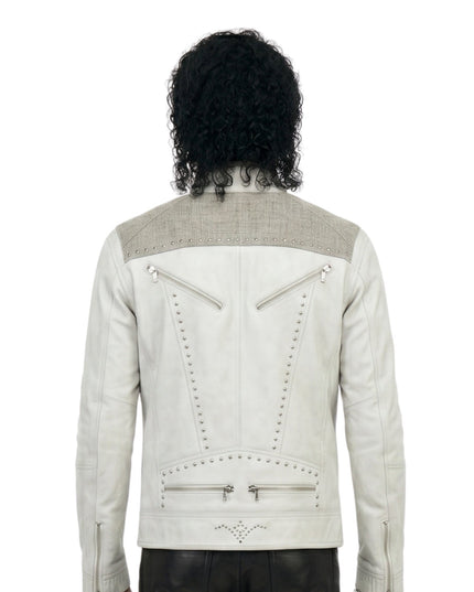 Michael Jackson Beat It White Biker Leather Jacket