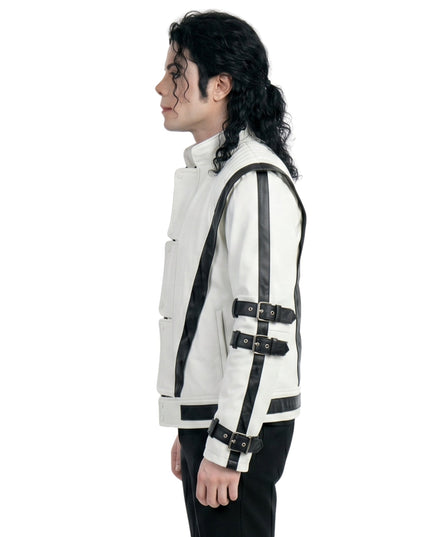Michael Jackson Thriller White Leather Jacket For Men