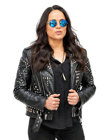 Person wearing a biker jacket 