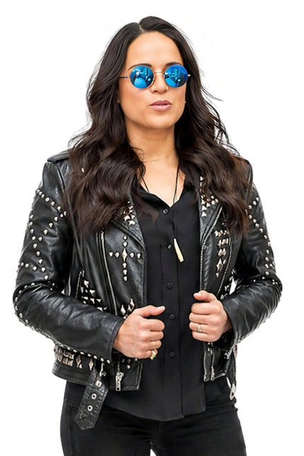 Person wearing a biker jacket 