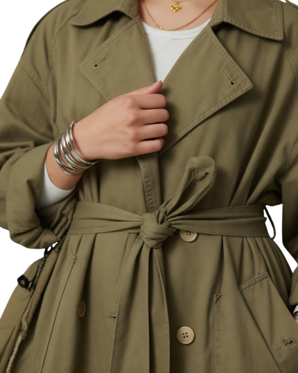 Modern Side-Slit Olive Green Overcoat Buy Now