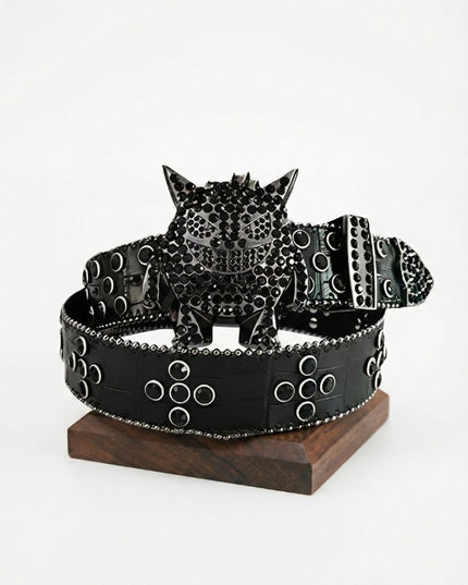 Monster Buckle Punk Leather Belt - Edgy Design